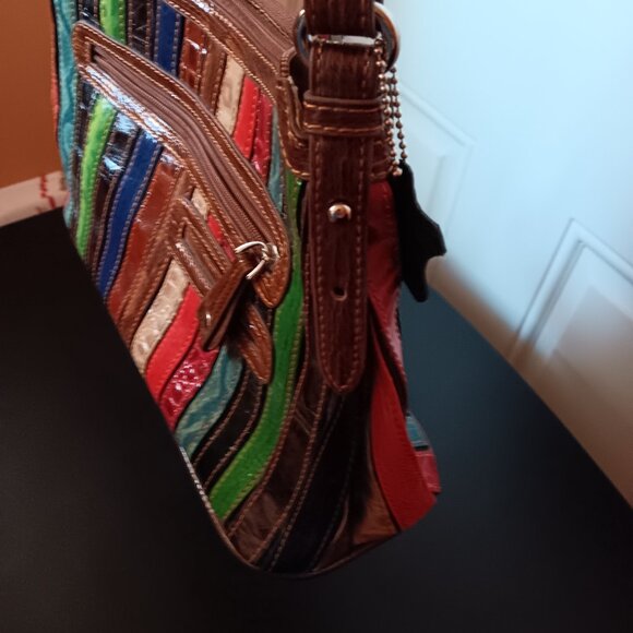 Marc Chantal MC Vintage Kirste Multi Croco Stripes Embossed Should… - Picture 4 of 10